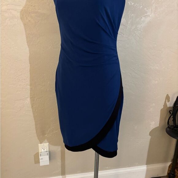 Boston Proper Blue and Black Dress Sz 6 - Picture 2 of 7